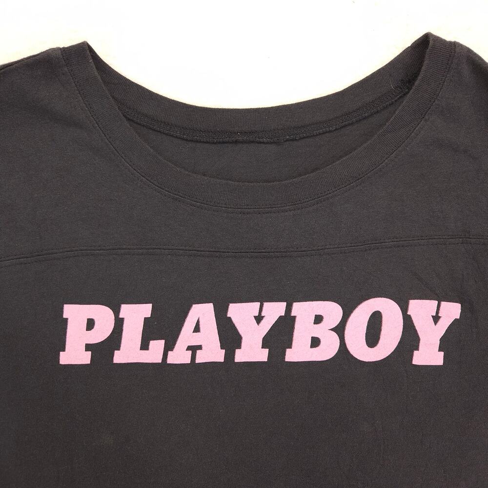 Playboy Graphic Short Sleeve Crew Neck T Shirt Womens Size XL Black 16970